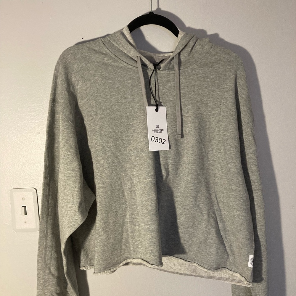 NWT ARITZIA Reigning Champ 100% Cotton 
Lightweight Raw edge Grey Hoodie•M
